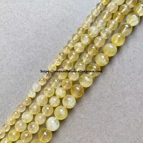 Natural Color Stone AA Quality Yellow Crystal Citrine Round Loose Beads 15" 4 6 8 10 MM For Jewelry 