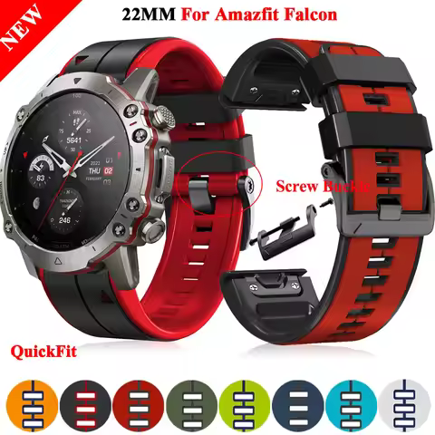 22mm Screw Buckle Silicone Watch Straps For Amazfit Falcon Wristbands QuickFit Watchbands For Approa