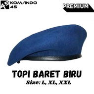 BERETS PREMIUMbiru || Mass Beret Hat, TNI Beret Hat, Brimob Beret Hat