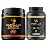 Gorilla Mode Pre Workout (Strawberry Kiwi) + Premium Whey Protein (Vanilla) - Comprehensive Stack fo