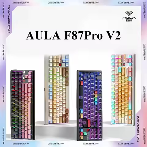 AULA F87Pro V2 Mechanical Keyboards RGB PBT Gasket Long Battery Life Custom Wireless Tri-Mode Gaming