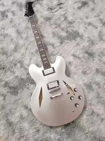 Free shipping, DG335 jazz string electric guitar, silver accessories, customizable