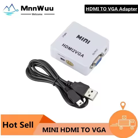 MnnWuu MINI HDMI-compatible to VGA Adapter HDMI2VGA Converter Digital Analog HD 1080p HDMI TO VGA Fo
