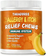 Dog Allergy Relief Chews - 60 Count Natural Itch Relief Treats, Dog Supplement for Dry Skin & Health
