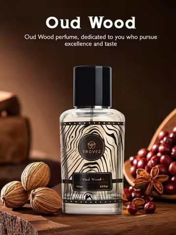 TROVEZ Oud Wood 100ml Perfume Rich Wood Tone Perfume for Men Women Long-lasting Scent Unisex Fragran