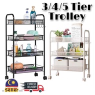 (READY STOCK)3 4 5 Tier Multipurpose Storage Rack Trolley Rack with Wheel