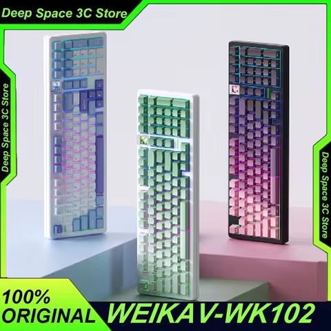 Weikav WK102 Mechanical Keyboard Coconut Switch Tri Mode Kit Aluminum Alloy Wireless RGB Hot SWAP Ga