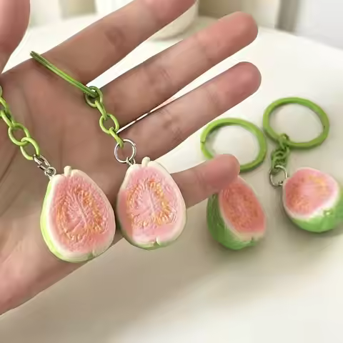 INS Style Guava Pendant Keychain Creativity Simulation Fruits Design Bag Charm Backpack Hanging Piec