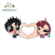 EARLFAMILY 13cm x 6.3cm Dandadan Ayase Momo and Okarun Car Sticker Lovely Gesture Waterproof Vinyl D