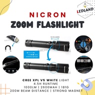 NICRON N6F USB Rechargeable Flashlight 1000LM CREE XPL V5 Zoom LED Torch IP65 Waterproof Outdoor Use