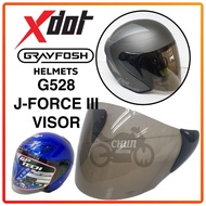 Xdot G528 B-SERIES Helmet Visor Tinted with Side Cover / Grayfosh J-Force III Helmet Visor Motorcycle (Visor Only)