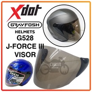 Xdot G528 B-SERIES Helmet Visor Tinted with Side Cover / Grayfosh J-Force III Helmet Visor Motorcycl