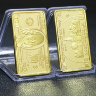 Foreign Currency Collection Gold Bar Gold-Plated Nugget Special-Shaped Coins US 100 Dollars Commemor