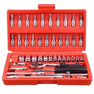 Sepana Spanar Pemutar Skru Screwdriver Soket 46pcs Set Ratchet Socket Spanner Wrench Car Repair Torq