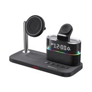 5 In 1 Magnetic Wireless Fast Charger Stand Alarm Clock RGB Lamp Fast Charging For Phone16/15/14/13/