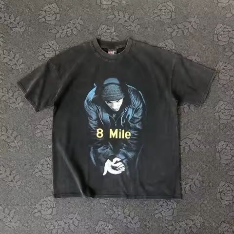 SAINT OF MICHAEL Eminem Character Washing 8 Mile Streetwear Vintage Loose Oversize Tee Casual Tops 1