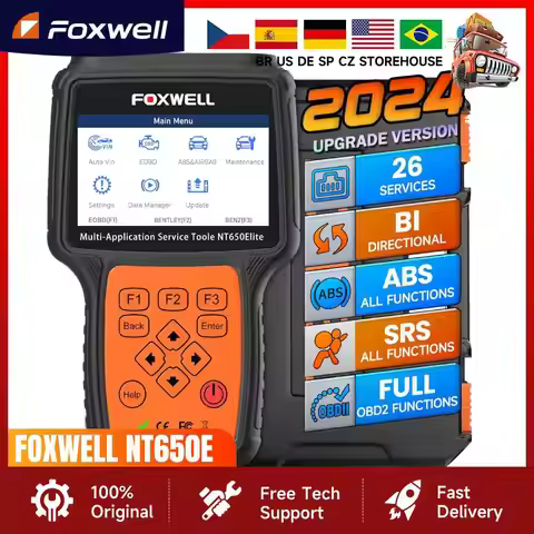 Foxwell NT650 Elite OBD2 Scanner Engine Code Reader ABS Airbag EPB Oil TPMS 26+ Reset OBD2 Diagnosti