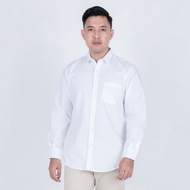 Benhill Kemeja Pria Basic Polos Panjang Katun Poplin Putih 09-12133