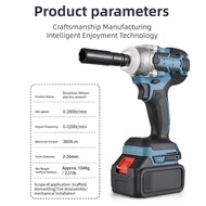 21V Cordless Impact Wrench  406 Ft-lbs (550Nm) Brushless 1/2 inch 3200 rpm High Torque Gun 2 x 3000m