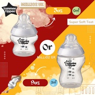 Tommee Tippee Super Soft Teat Medium Flow 5oz 150ml & 9oz 260ml Closer to Nature Feeding Bottles (Bo