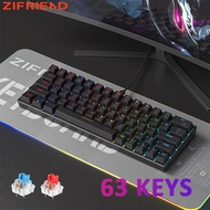 ZIFRIEND Black Mini nical 3 Pins Hot Swappable RGB 60% Keyboard Red Blue Switch Keyboards
