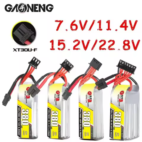 GNB 2S/3S/4S/6S 380mAh 90C/180C 7.6V/11.4V15.2V/22.8V HV Lipo Battery For FPV Racing Drone Whoop RC 