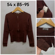 Ieri Brown O-Neck Zipper Cardigan Size M CardiganWanita E074