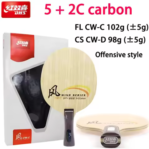 DHS Wind Series CW-C CW-D Table Tennis Blade 5 Wood 2 Carbon Fast Attack Type FL & CS DIY Ping Pong 