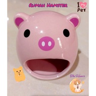 (The Ham's) Hamster House/Piglet Motif Ceramic Hamster Hideout - Pink Color