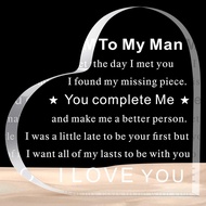 Yulejo To My Man Gift for Him Acrylic Anniversary Birthday Gifts for Boyfriend I Love You Gift for H