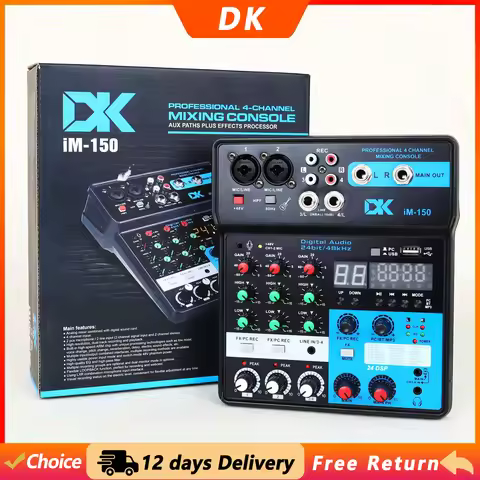DK IM-150 4-Channel Mixing Console Sound Card Aux Paths Plus Effects Processor Professional Mixing C