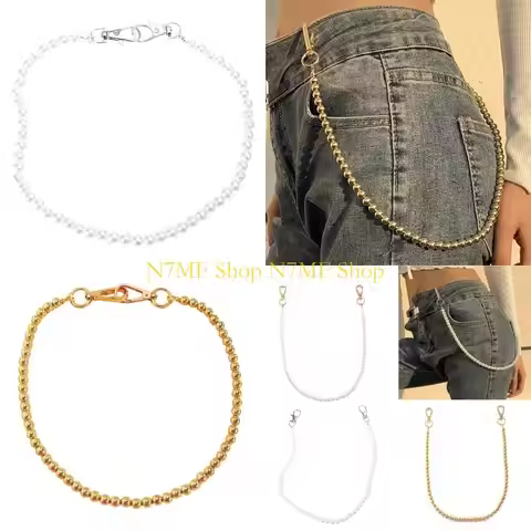 N7MF Hip Hop Pants Chain Beaded Jean Chains Pocket Chain for Women Girl Keychains