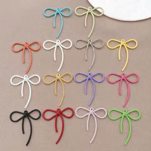 10pcs/lot 42x37mm Macaron Color Pendant Charms Butterfly Alloy Handmade Neckalce Earrings Conenctors