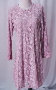 [PRELOVED] BAJU KURUNG MODEN SULAM FULL LACE EMBROIDERY DUSTY PINK KAIN CHIFFON CREPE SILK COTTON TOP BLOUSE FLORAL