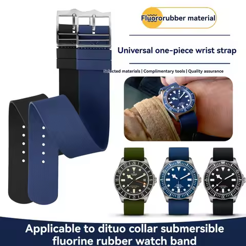 22mm Fluoroelastomer Watch Strap for TUDOR FXD/Pelagos/1958 Series - Soft Dive Watch band with Hidde