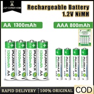 【COD】 AA/AAA Rechargeable Battery 1.2V Ni-MH NiMH 1300mAh/800mAh 4 Cells