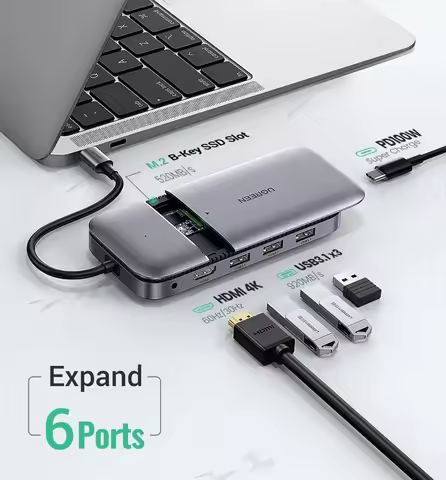 UGREEN USB C HUB Type C 3.1 to M.2 B-Key HDTV 4K 60Hz 10Gbps M.2 SSD Case USB C HUB Splitter