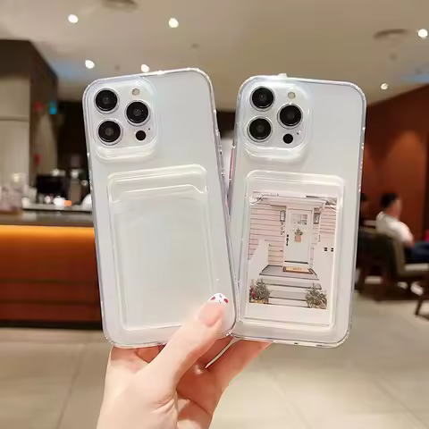 Durable Card Slot Transparent Phone Case For Realme 5 5I 5S 6I 8 8I 9 Pro 9I 10 Realme 11 Pro Photo 