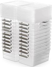 Citylife 1.3 QT 20 Pack Small Storage Bins Plastic Storage Container Stackable Box with Lids for Organizing, Clear White