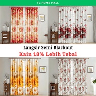 Curtain Langsir Tingkap Pintu Bilik Dapur Sliding Door Murah Hook Cangkuk Semi Blackout Tirai Kain 1
