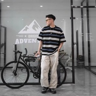 V999 Nautica Nautica Long Valley Striped Short-Sleeved T-Shirt Couple Style Heavy Past 300g Double Y