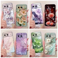 New Casing For Google Pixel 8 GKWS6 G9BQD Case Fashion Flower Butterfly Soft Silicone Black TPU Casi