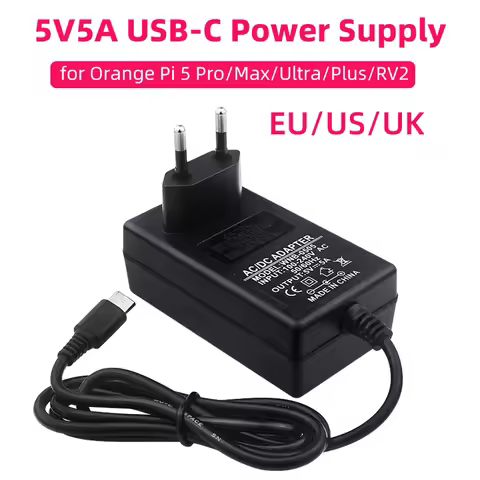 5V 5A Power Supply for Orange Pi 5 Pro / Max / Ultra / Plus / 4A / RV/ RV2 USB Type-C Port EU US UK 
