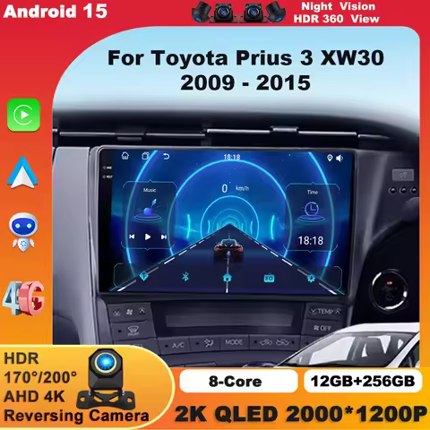 Android 15 Carplay For Toyota Prius 3 XW30 2009 - 2015 Car Radio Auto 4G WIFI GPS Navigation Multime