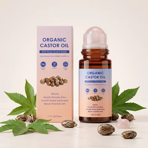 Organic Castor Oil Rose Quartz Roller Ball Moisturizing Skin Barrier Deep Repair Soothing Skin Cold-