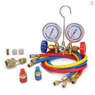 3 Way Refrigerant Gauge AC Diagnostic Manifold Freon Gauge Set Refrigerants with Couplers and Acme Adapter