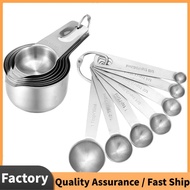 Stainless Steel Measuring Cups and Spoons Set of 14 Pieces,7 Nesting Cups and 7 Stackable Spoons Pro
