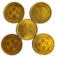1977-1990香港女皇頭金黃色伍毫全套(5個不同年份流通版)