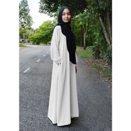 Jubah Putih Muslimah Hitam Murah Jubah Hawa Ironless Women Dress Tanpa Gosok Plus Size XS to 6XL Black White Cey