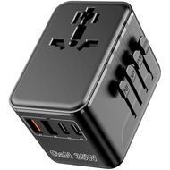 Universal Travel Adapter, International Power Adapter GaN, Type C/G/D/I/A | Automatic Reset Fuse, 3 